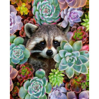 Алмазна вишивка My Art Єнотик у квітах (AR-3118, На підрамнику) Алмазна вишивка My Art Єнотик у квітах (AR-3118, На підрамнику)