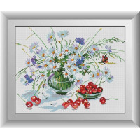 Алмазна мозаїка Dream Art Ромашки та черешня (квадратні камені, повна зашивка) (DA-30399, Без підрамника)