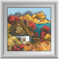 Картина із мозаїки Dream Art Осінній будиночок (квадратні камені, повна зашивка) (DA-30486, Без підрамника)