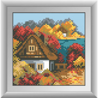 Картина із мозаїки Dream Art Осінній будиночок (квадратні камені, повна зашивка) (DA-30486, Без підрамника)