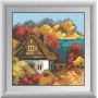 Картина із мозаїки Dream Art Осінній будиночок (квадратні камені, повна зашивка) (DA-30486, Без підрамника)