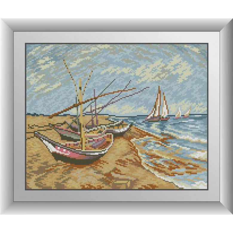 Картина алмазна вишивка Dream Art Рибальські човни на березі Сент-Марі (квадратні камені, повна зашивка) (DA-30515, Без підрамника)