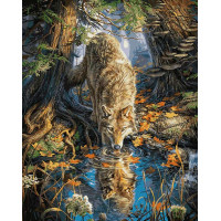 VP930 Картина за номерами Вовк на водопої Babylon