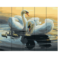 RA-W011 Картина за номерами на дереві Лебеді на ставку Rainbow Art