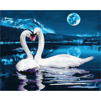BK-GX28455 Картина за номерами Лебеді при місяці