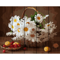 RA-GXT29376 Картина за номерами на дереві Ромашки у кошику