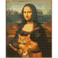 Набір діамантова вишивка Babylon Мона Ліза та кіт (ST1172, На підрамнику)