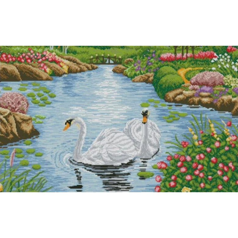 Картина алмазами Dream Art Лебедине озеро (50 х 81 см) (DA-31624, Без підрамника)