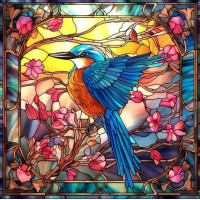 Картина алмазами ТМ Алмазна мозаіка Тендітна пташка в квітах (DMF-439, На підрамнику)